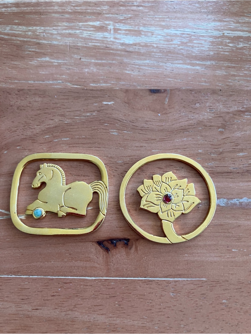 Goldtone Horse & Floral Judith Leiber Bookmarks